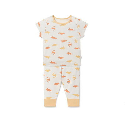 MORI Short Sleeve Pyjamas - Orange Dino